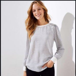 LOFT Petite Stripe Cuffed Top